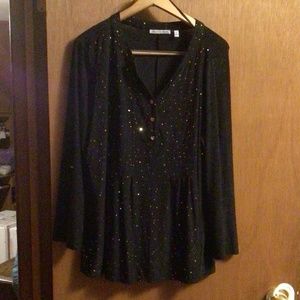 Long Sleeve Black Top with Gold Shimmer-PRICE FIRM!